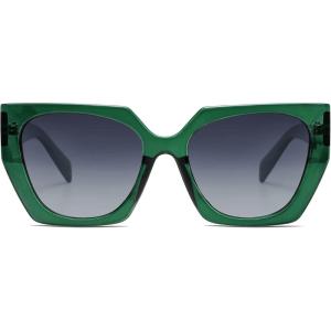 imageSOJOS Large Oversized Polarized Sunglasses for Women Big Designer Womens Trendy Square Shades SJ2205Dark GreenGrey