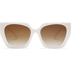 imageSOJOS Large Oversized Polarized Sunglasses for Women Big Designer Womens Trendy Square Shades SJ2205WhiteLight Brown
