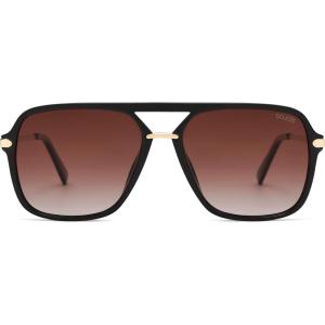 imageSOJOS Sunglasses for Women ampamp Men Square Retro Polarized Lens Trendy Aviator 90s ShadesBlackGrading Brown Lens