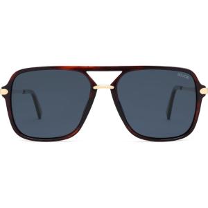 imageSOJOS Sunglasses for Women ampamp Men Square Retro Polarized Lens Trendy Aviator 90s ShadesDrak Red TortoiseBlue