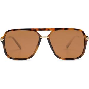 imageSOJOS Sunglasses for Women ampamp Men Square Retro Polarized Lens Trendy Aviator 90s ShadesTortoiseBrown