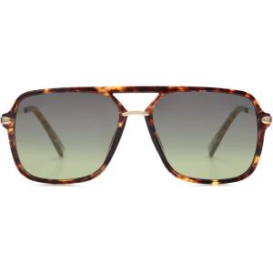 imageSOJOS Sunglasses for Women ampamp Men Square Retro Polarized Lens Trendy Aviator 90s ShadesYellow TortoiseGreen