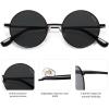 imageSOJOS Small Round Polarized Sunglasses for Women Men Retro Sun Glasses Vintage Shades UV400 Protection SJ1243Shiny Black  Grey Lens