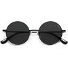 imageSOJOS Small Round Polarized Sunglasses for Women Men Retro Sun Glasses Vintage Shades UV400 Protection SJ1243Shiny Black  Grey Lens