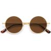 imageSOJOS Small Round Polarized Sunglasses for Women Men Retro Sun Glasses Vintage Shades UV400 Protection SJ1243Shiny Gold  Brown Lens