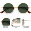 imageSOJOS Small Round Polarized Sunglasses for Women Men Retro Sun Glasses Vintage Shades UV400 Protection SJ1243Shiny Gold  Green Lens