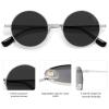 imageSOJOS Small Round Polarized Sunglasses for Women Men Retro Sun Glasses Vintage Shades UV400 Protection SJ1243Shiny Silver Grey Lens
