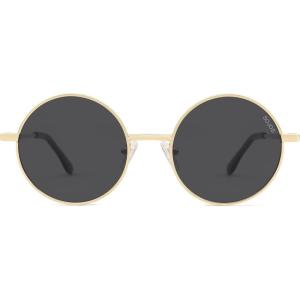 imageSOJOS Small Round Polarized Sunglasses for Women Men Retro Sun Glasses Vintage Shades UV400 Protection SJ1243Gold  Grey Lens