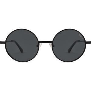 imageSOJOS Small Round Polarized Sunglasses for Women Men Retro Sun Glasses Vintage Shades UV400 Protection SJ1243Shiny Black  Grey Lens