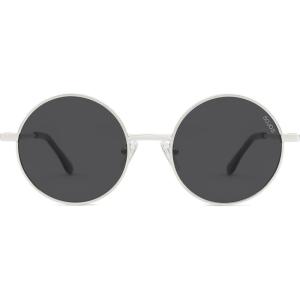 imageSOJOS Small Round Polarized Sunglasses for Women Men Retro Sun Glasses Vintage Shades UV400 Protection SJ1243Shiny Silver Grey Lens