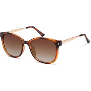 imageSOJOS Classic Square Polarized Sunglasses for Women Oversized Trendy Retro UV Protection Shade SJ2640Brown Tortoise Frame Brown Grading Lens