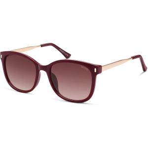 imageSOJOS Classic Square Polarized Sunglasses for Women Oversized Trendy Retro UV Protection Shade SJ2640Wine Frame Wine Grading Lens