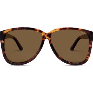 imageSOJOS Trendy Big Oversized Polarized Sunglasses Womens Mens 70s 80s Large Retro Vintage Pilot Shades SJ2643Brown TortoiseCold Brown