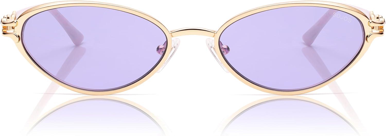 imageSOJOS Retro Cat Eye Sunglasses Women Men Acetate Metal Frame Trendy Designer UV400 Sun Glasses Staghorn CoralGoldGardient Purple