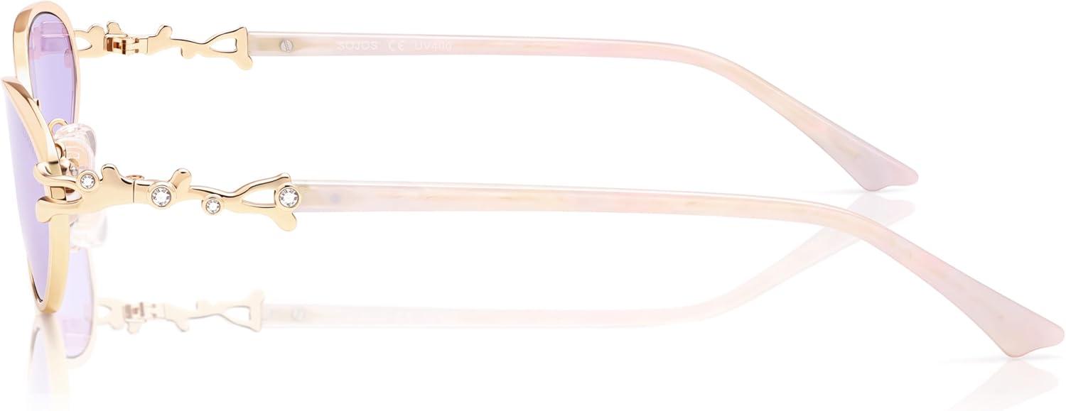 imageSOJOS Retro Cat Eye Sunglasses Women Men Acetate Metal Frame Trendy Designer UV400 Sun Glasses Staghorn CoralGoldGardient Purple