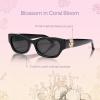 imageSOJOS Acetate Polarized Retro Sunglasses for Women Cateye Narrow UV400 Protection Sun Glasses Fire CoralBlackGrey