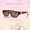 imageSOJOS Acetate Polarized Retro Sunglasses for Women Cateye Narrow UV400 Protection Sun Glasses Fire CoralBrownWarm Tea