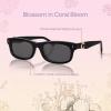 imageSOJOS Narrow Rectangle Sunglasses for Women Polarized UV400 Acetate Frame Retro Classic with Coral Accent Lace CoralBlackGrey