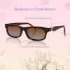 imageSOJOS Narrow Rectangle Sunglasses for Women Polarized UV400 Acetate Frame Retro Classic with Coral Accent Lace CoralBrownBrown