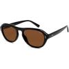 imageSOJOS Retro Polarized Aviator Sunglasses for Women Men 80s 90s Trendy UV400 Shades SJ2648BlackDark Brown