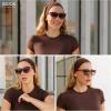 imageSOJOS Square Polarized Sunglasses for Women Men Vintage Style Larger Fit Shades SJ2642BlackGradient Grey