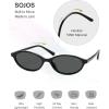 imageSOJOS TR90 Ultra Light Flexible Sunglasses for Women Retro Oval Polarized Cat Eye Vintage Shades UV400 Protection Comfort FitBlackGrey