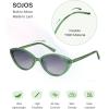 imageSOJOS Womens Retro Cat Eye Sunglasses Polarized TR90 UltraLightweight Oval Vintage Shades UV400 ProtectionGreenGrey