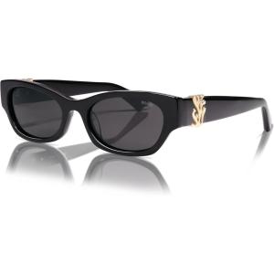 imageSOJOS Acetate Polarized Retro Sunglasses for Women Cateye Narrow UV400 Protection Sun Glasses Fire CoralBlackGrey