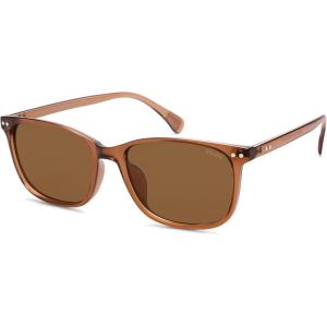 imageSOJOS Classic Square Polarized Sunglasses for Women Men Vintage Style UV400 Lens SJ2636BrownBrown