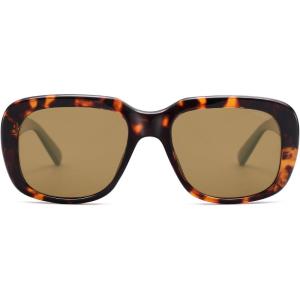 imageSOJOS Classic Thick Rectangle Polarized Sunglasses for Women Men Trendy 90s Square Frame Shades SJ2635Amber TortoiseBrown Grading Lens