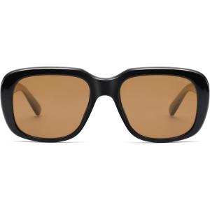 imageSOJOS Classic Thick Rectangle Polarized Sunglasses for Women Men Trendy 90s Square Frame Shades SJ2635BlackBrown