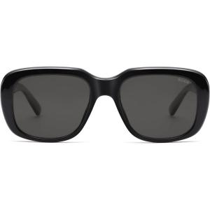 imageSOJOS Classic Thick Rectangle Polarized Sunglasses for Women Men Trendy 90s Square Frame Shades SJ2635BlackGrey