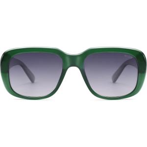 imageSOJOS Classic Thick Rectangle Polarized Sunglasses for Women Men Trendy 90s Square Frame Shades SJ2635Transparent Grey FrameGrey Grading Lens