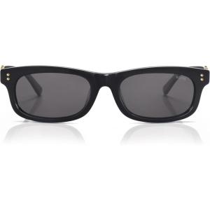 imageSOJOS Narrow Rectangle Sunglasses for Women Polarized UV400 Acetate Frame Retro Classic with Coral Accent Lace CoralBlackGrey