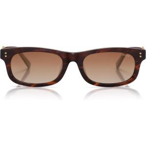imageSOJOS Narrow Rectangle Sunglasses for Women Polarized UV400 Acetate Frame Retro Classic with Coral Accent Lace CoralBrownBrown