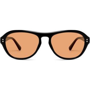 imageSOJOS Retro Polarized Aviator Sunglasses for Women Men 80s 90s Trendy UV400 Shades SJ2648BlackLight Yellow Tint