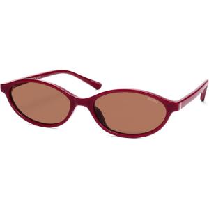 imageSOJOS TR90 Ultra Light Flexible Sunglasses for Women Retro Oval Polarized Cat Eye Vintage Shades UV400 Protection Comfort FitRedOrange Brown
