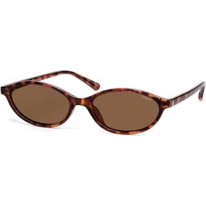 imageSOJOS TR90 Ultra Light Flexible Sunglasses for Women Retro Oval Polarized Cat Eye Vintage Shades UV400 Protection Comfort FitTortoise BrownBrown