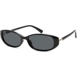 imageSOJOS Trendy Polarized Retro Oval Sunglasses for Women Chic 90s Sunnies Lightweight Narrow Shades SJ2641Black Frame Grey Lens