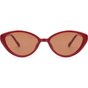 imageSOJOS Womens Retro Cat Eye Sunglasses Polarized TR90 UltraLightweight Oval Vintage Shades UV400 ProtectionRedOrange Brown