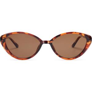 imageSOJOS Womens Retro Cat Eye Sunglasses Polarized TR90 UltraLightweight Oval Vintage Shades UV400 ProtectionTortoise BrownBrown