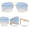 imageSOJOS Trendy Square Aviator Sunglasses for Women Men Gold Frame Light Tint Gradient Shades SJ1176GoldGradient Light Blue