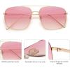 imageSOJOS Trendy Square Aviator Sunglasses for Women Men Gold Frame Light Tint Gradient Shades SJ1176GoldGradient Pink