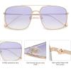 imageSOJOS Trendy Square Aviator Sunglasses for Women Men Gold Frame Light Tint Gradient Shades SJ1176GoldGradient Purple