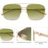 imageSOJOS Trendy Square Aviator Sunglasses for Women Men Gold Frame Light Tint Gradient Shades SJ1176GoldGreen Tea