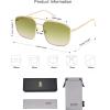 imageSOJOS Trendy Square Aviator Sunglasses for Women Men Gold Frame Light Tint Gradient Shades SJ1176GoldGreen Tea
