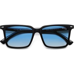 imageSOJOS Trendy Polarized Square Sunglasses Womens Men Retro Vintage 90s Sun Glasses SJ2387Black Frame Blue Grading Lens