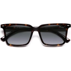 imageSOJOS Trendy Polarized Square Sunglasses Womens Men Retro Vintage 90s Sun Glasses SJ2387Tortoise Frame Grey Grading Lens