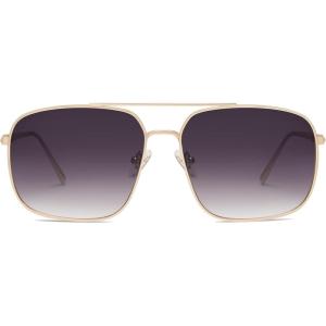 imageSOJOS Trendy Square Aviator Sunglasses for Women Men Gold Frame Light Tint Gradient Shades SJ1176GoldGradient Grey