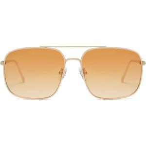 imageSOJOS Trendy Square Aviator Sunglasses for Women Men Gold Frame Light Tint Gradient Shades SJ1176GoldGradient Orange